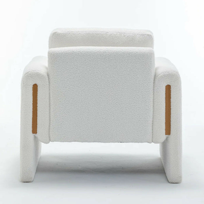Modern Bouclé Accent Armchair 35.5" Wide Upholstered Lounge Chair with Track Arms, Enclosed Base, Foam Cushion, Wood Frame for Living Room, Bedroom, Office