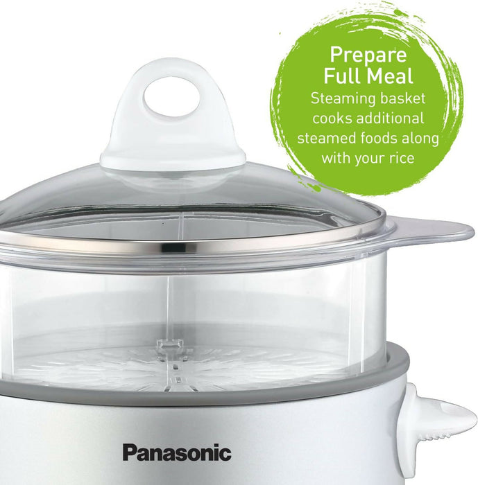 Panasonic SR-G06FGE 3 Cup Rice Cooker and Steamer, Silver