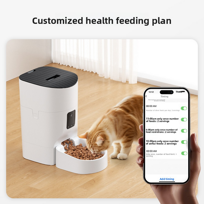Icon Best DU7L-K 自動寵物餵食器 貓狗食物分配器 7L 帶視頻錄製 10秒語音 貓狗食物餵食器