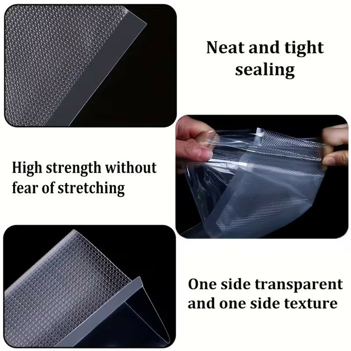 Vacuum Sealer Bags 50 Pack Pre-Cut Food Storage Pouches, Textured One-Side Design, Easy Tear, Compatible with Vacuum Sealer Machines 25 x 50 cm Kitchen Use