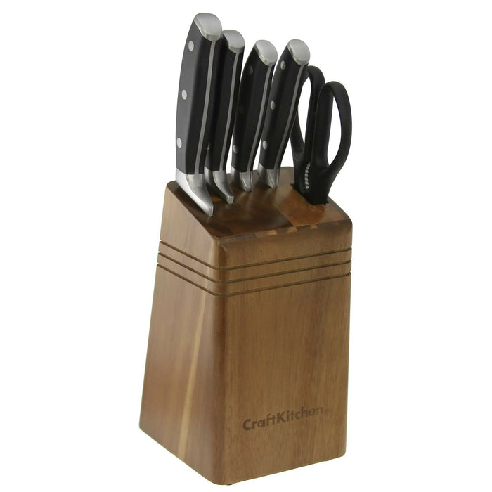 CRAFTKITCHEN™ Classic Collection 6 Piece Triple Rivet Knife Set With Block (80200)