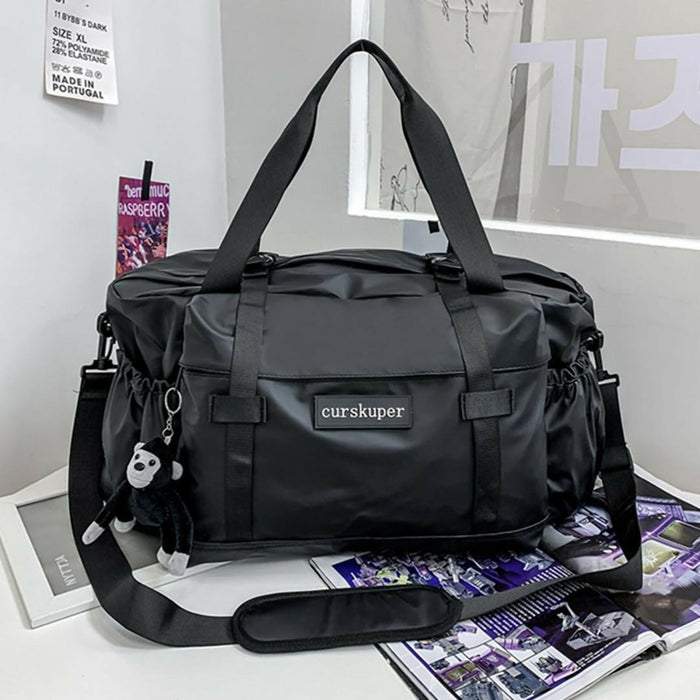 Large Black Duffle Bag | Lightweight Shoulder Travel Bag with Adjustable Strap, Carry Handles, Side Pockets, Spacious 56cm Weekender Gym Bag for Travel, Sports, School & Daily Use