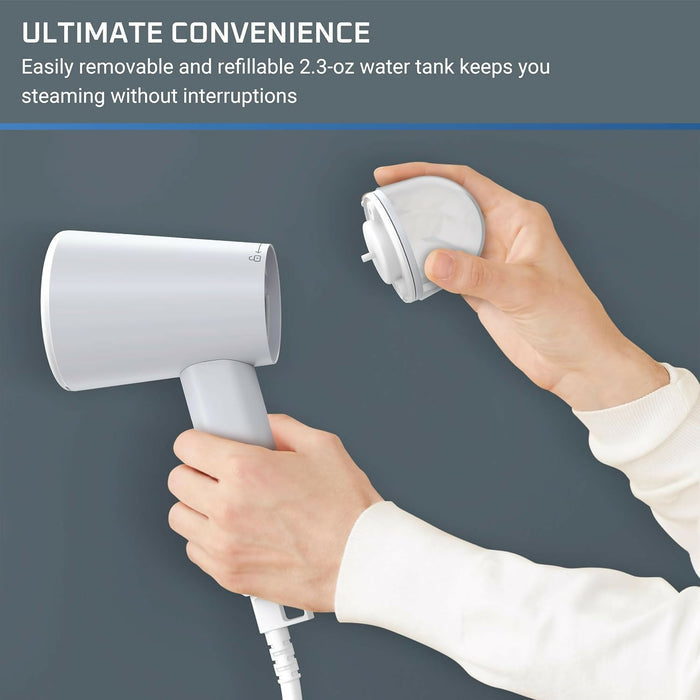 Rowenta Easy Travel 蒸汽衣物蒸汽機 2.3 盎司水箱容量，可折疊手持蒸汽機，輕鬆去皺，1100 瓦，便攜，熨燙，布料，旅行必備品