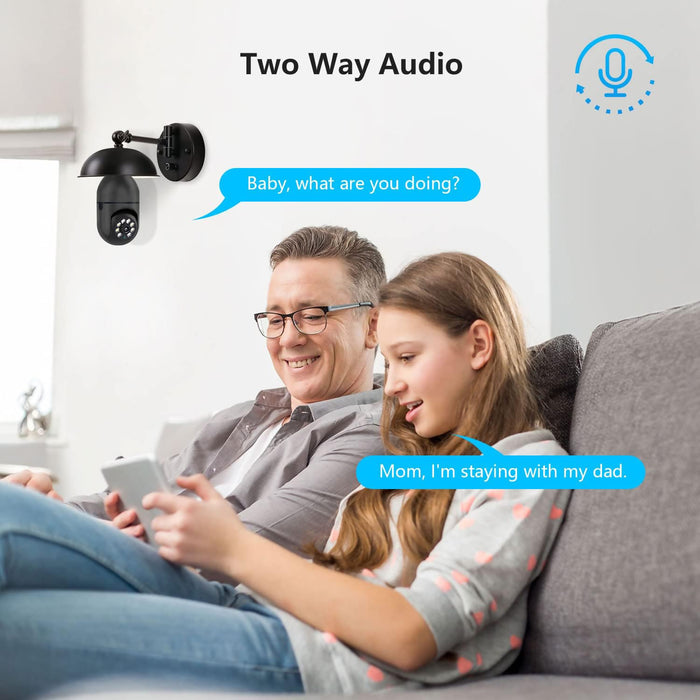 2K Light Bulb Security Camera Wireless, Indoor Light Socket Cameras for Home Security, Motion Detection, 355°, Color Night Vision, 5G/2.4G WiFi, Screw in