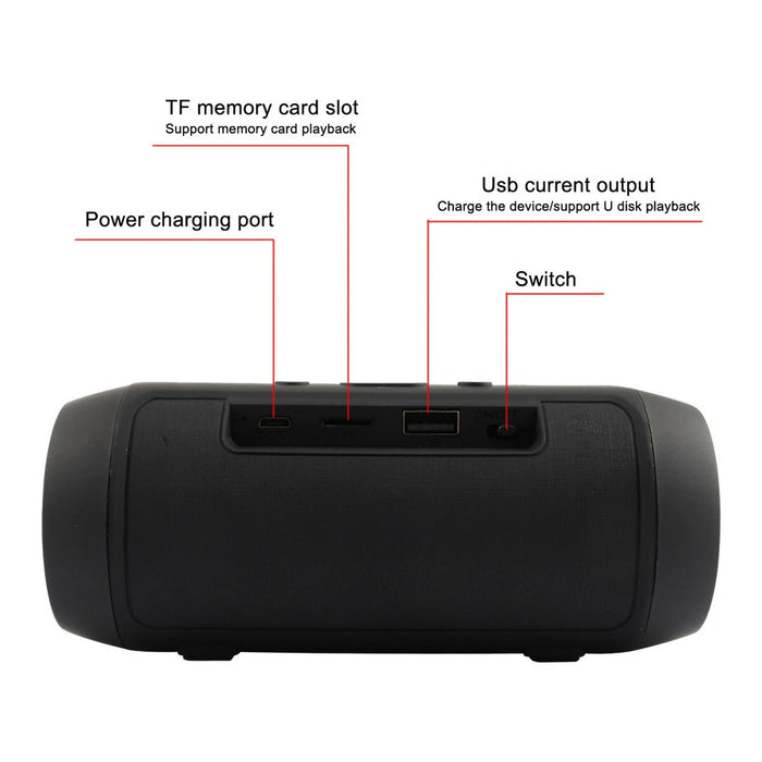 Portable Bluetooth Speaker | Wireless Stereo Speaker with Dual Speaker Design, USB & TF Card Playback, FM Radio, 800 mAh Battery, Compact Black Speaker for Home, Office, Travel & Outdoor Use