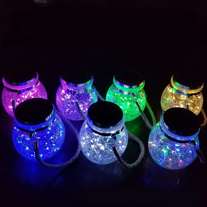 Icon Best 30 LED 太陽能夜燈，裂紋球玻璃罐許願燈戶外花園樹裝飾燈