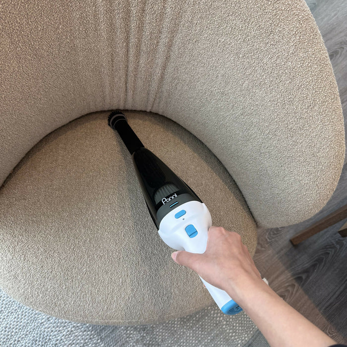 8V Cordless Hand Vacuum with USB Charging, Crevice Tool, Dusting Attachment and Wide Dusting Brush, White