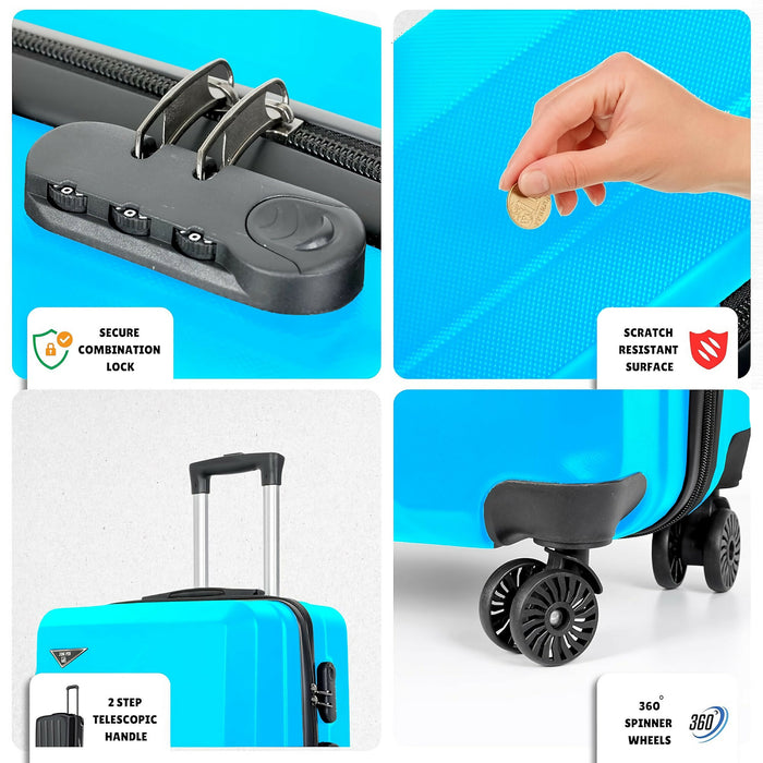 3-Piece ABS Hard Shell Luggage Set, 20"/24"/28" Expandable Suitcases with Spinner Wheels, Anti-Scratch & Built-In Lock - 808