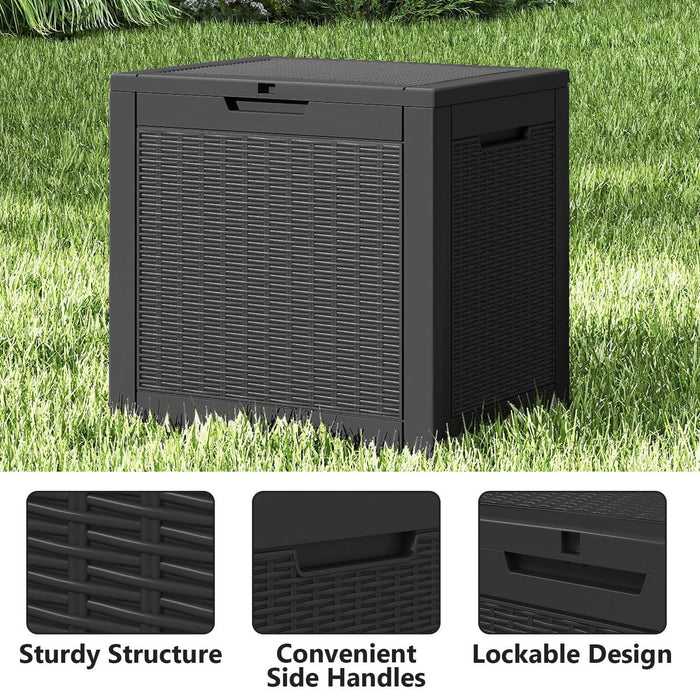 31 Gallon Outdoor Storage Deck Box Waterproof & UV Resistant Patio Storage Bin with Lockable Lid & Side Handles 220 lb Load Capacity Rattan Style for Yard Balcony Pool