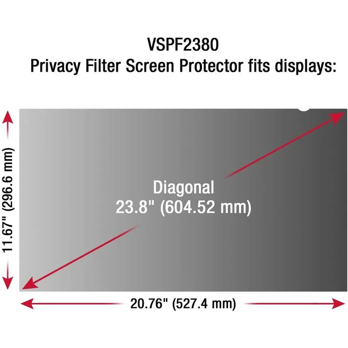 (Open Box) ViewSonic VP-PF-3400 – Privacy Filter Screen Protector Clear, Black