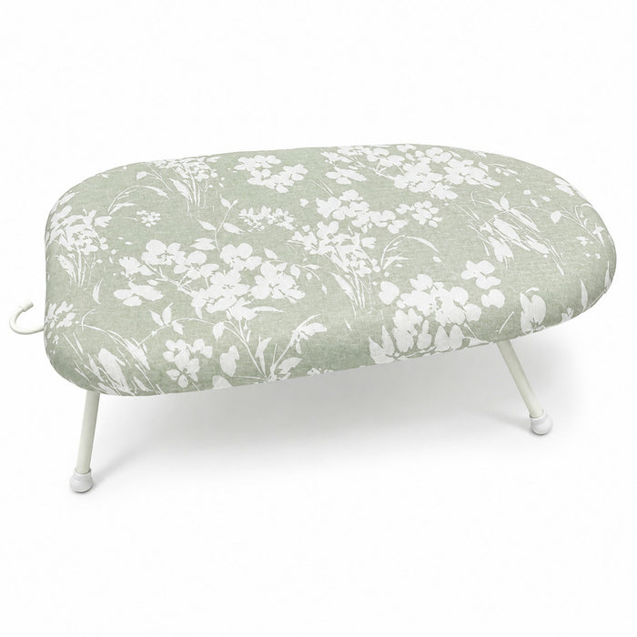 Tabletop Ironing Board with Foldable Legs & Hanging Hook Floral Padded Mini Ironing Board, 60 x 36 x 19 cm Compact Ironing Surface for Small Spaces, Dorms & Quick Touch-Ups