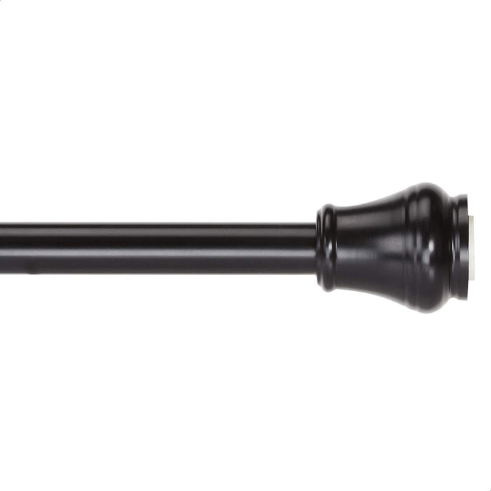 Black Tension Shower Curtain Rod, Decorative Metal Bathroom Curtain Rod with Classic Finial Ends, 62 in / 157.48 cm, No-Drill Style for Bathroom, Shower, Tub and Apartment Use
