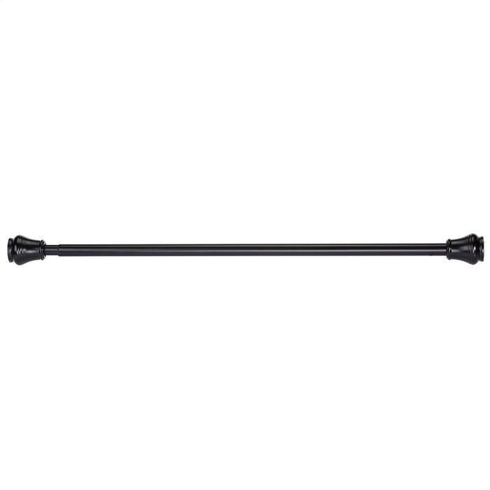 Black Tension Shower Curtain Rod, Decorative Metal Bathroom Curtain Rod with Classic Finial Ends, 62 in / 157.48 cm, No-Drill Style for Bathroom, Shower, Tub and Apartment Use