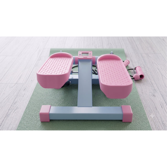 Mini Stepper with Bands, LCD, Pink Home Fitness Machine