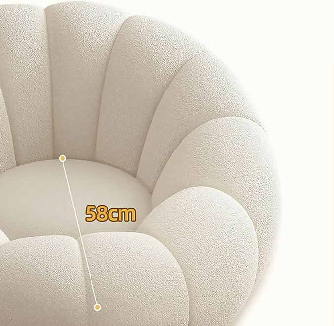 Pumpkin Swivel Accent Chair, Modern Lounge Sofa Round Barrel Chair, Wool Chair with Ottoman