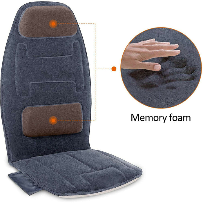 Massage Seat Cushion with Heat Vibration Back Massage Chair Pad with 10 Motors, Memory Foam Support, 2 Heat Levels, Remote Control for Home, Office & Sofa