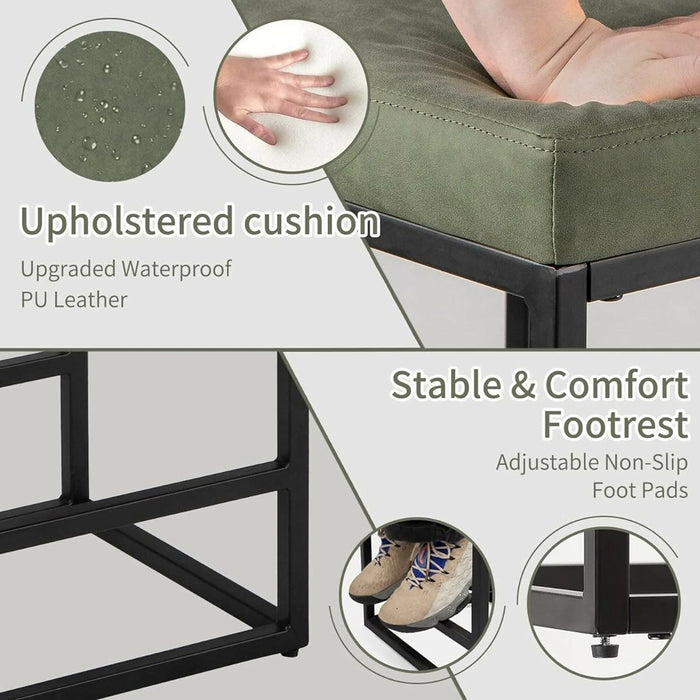 2PCS Square Bar Stool Set with PU Leather Cushion 24"Counter & Bar Height Heavy-Duty Metal Frame, Footrest, Non-Slip Feet for Kitchen Island, Bar, Dining