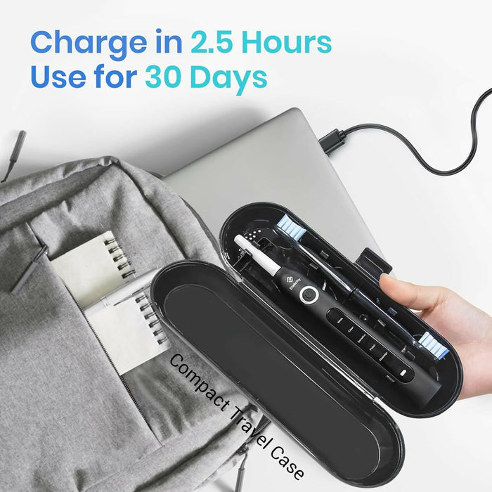 八替換頭音波電動牙刷 | Electric Toothbrush with 8 Brush Heads | 黑 Black, 白 White