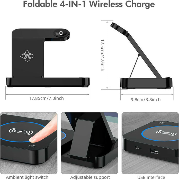 四合一折疊無線充電座｜4-in-1 Foldable Wireless Charger