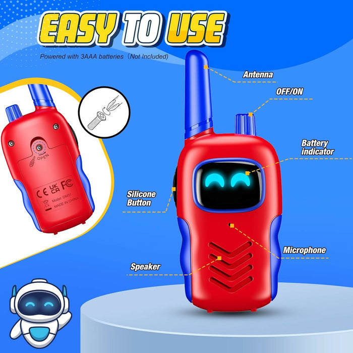 ROBOT DESIGN DM31 Walkie Talkies for kids 3+ (Red & Blue)