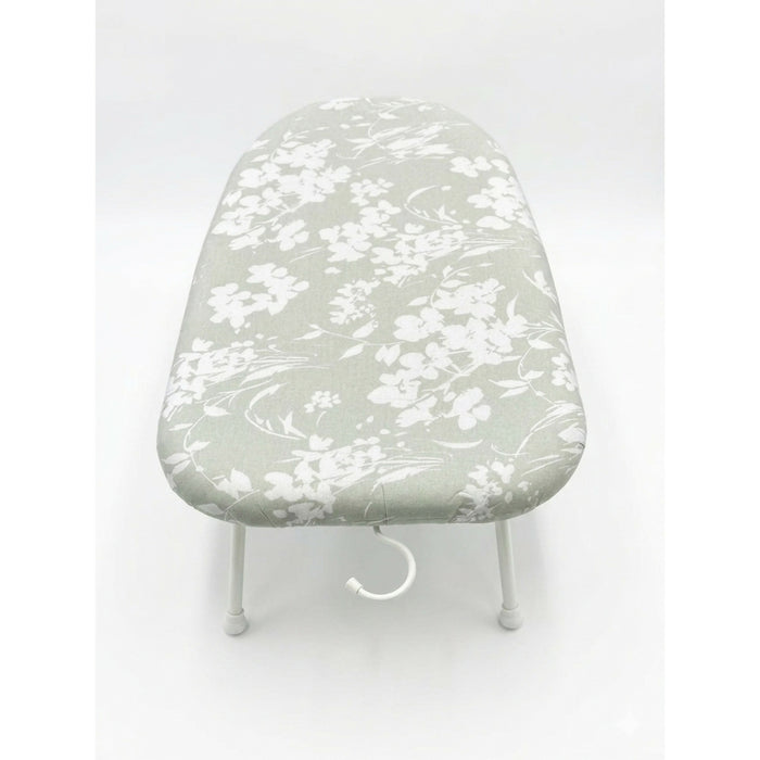 Tabletop Ironing Board with Foldable Legs & Hanging Hook Floral Padded Mini Ironing Board, 60 x 36 x 19 cm Compact Ironing Surface for Small Spaces, Dorms & Quick Touch-Ups