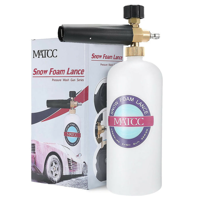 MATCC Adjustable Snow Foam Cannon 1L – Pressure Washer Foam Gun with 1/4” Quick Connect, Thick Foam Car Wash Sprayer (1000–3000 PSI)
