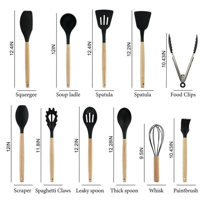 19-Piece Kitchen Utensil & Knife Set – Silicone Cooking Tools (11PCS) with 5 Knives, Scissors & Cutting Board, Heat-Resistant Non-Stick Cookware Set