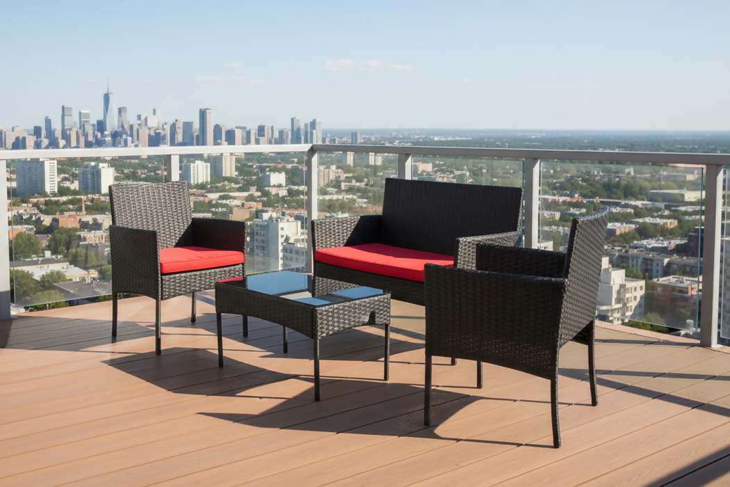 4-Piece Small Patio Sofa Set, for Balcony, Deck