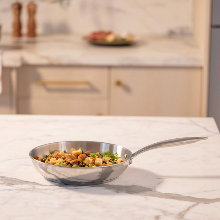 Lagostina OPERA 10.2 吋不鏽鋼煎鍋，銀色 - 重型 18/10，洗碗機及烤箱安全