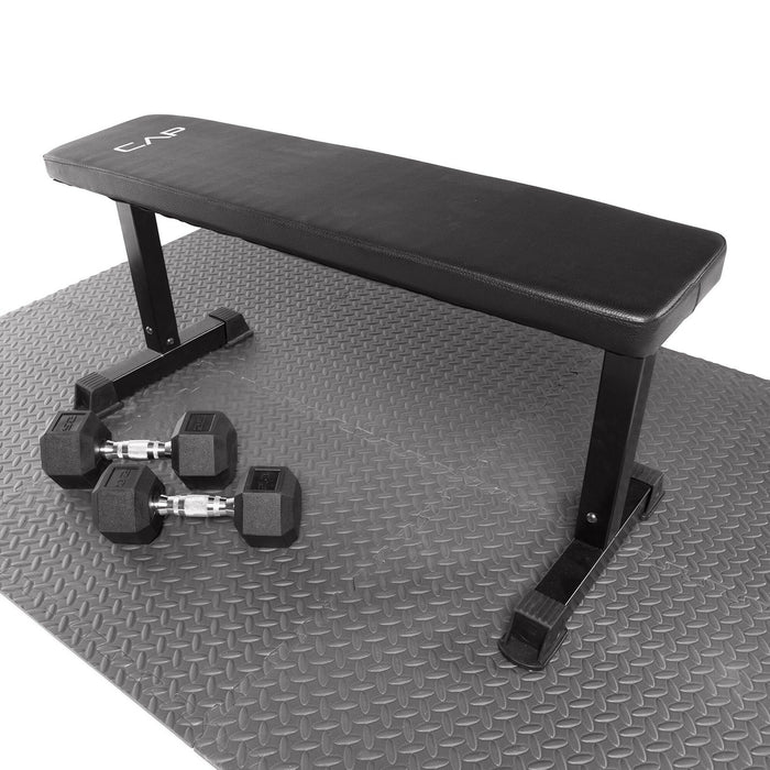 Interlocking Exercise Floor Mats 6-Piece EVA Foam Gym Flooring Tiles with Edge Borders, Textured Anti-Slip Surface, 57.3 cm Black Puzzle Mat for Home Gym & Workout Areas