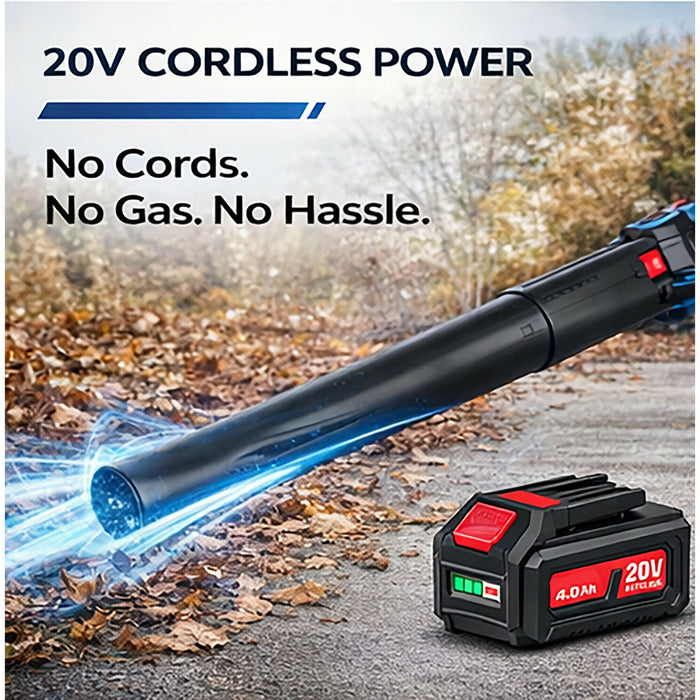 20V Cordless Leaf Blower, 4.0Ah Battery & Charger Included, up to 460 CFM, 190 MPH, 2-in-1 Electric Blower for Yard, Driveway, Patio & Garage
