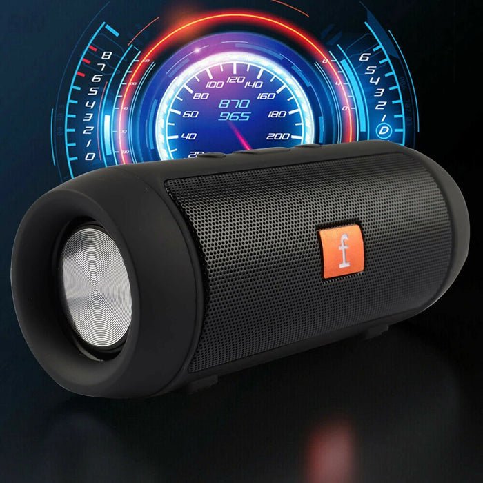 Portable Bluetooth Speaker | Wireless Stereo Speaker with Dual Speaker Design, USB & TF Card Playback, FM Radio, 800 mAh Battery, Compact Black Speaker for Home, Office, Travel & Outdoor Use