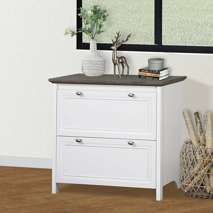 Maxxus Olivia Grey Oak and White Finish 2 Drawer Lateral Filing Cabinets