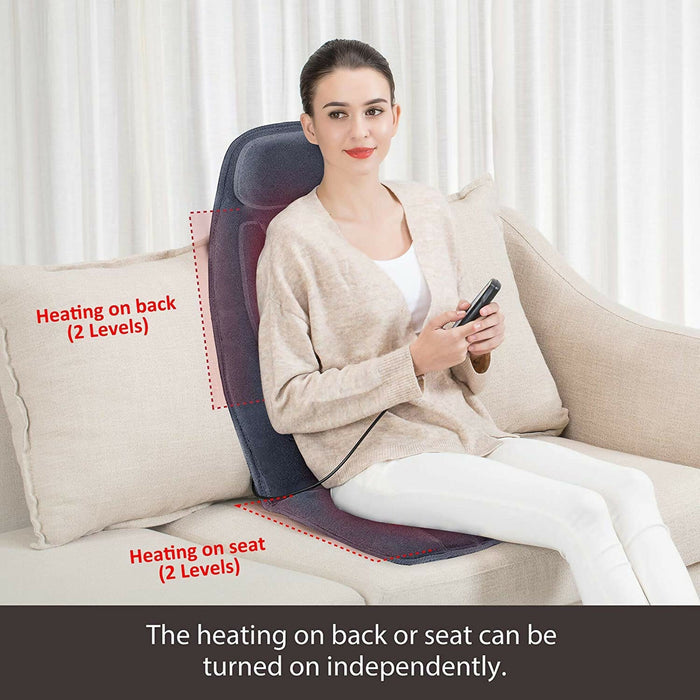 Massage Seat Cushion with Heat Vibration Back Massage Chair Pad with 10 Motors, Memory Foam Support, 2 Heat Levels, Remote Control for Home, Office & Sofa