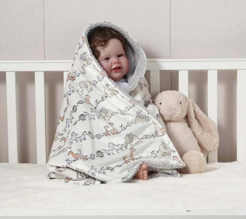 CREVENT Minky Baby Blanket for Girls Boys, Soft Plush Receiving Blanket for Newborns - 30x40 Inches (Animal)
