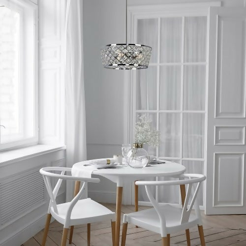 DECOR LIVING Cristina 3-Light Polished Chrome Transitional Crystal Chandelier for Home, Dining Room