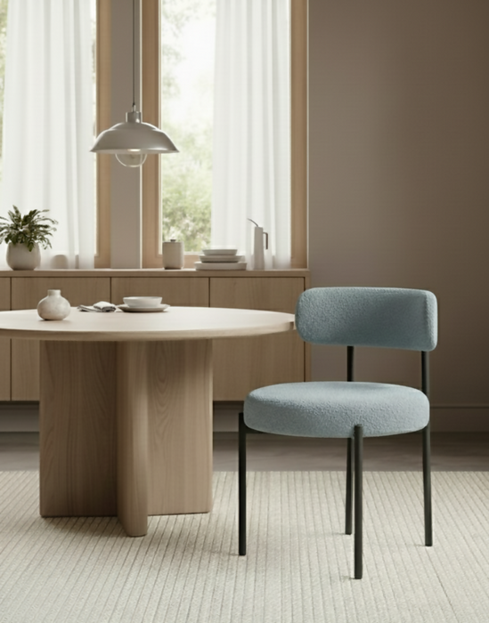 Teddy Fabric Dining Chair with Sherpa Fleece, Metal Legs, Ergonomic Backrest, 300 lbs Capacity, Blue, 20" x 18" x 30.5, Grey Blue