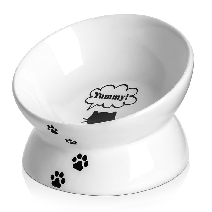 斜口高腳貓碗寵物碗食盆 易清潔/防滑Cat Bowl，Grey