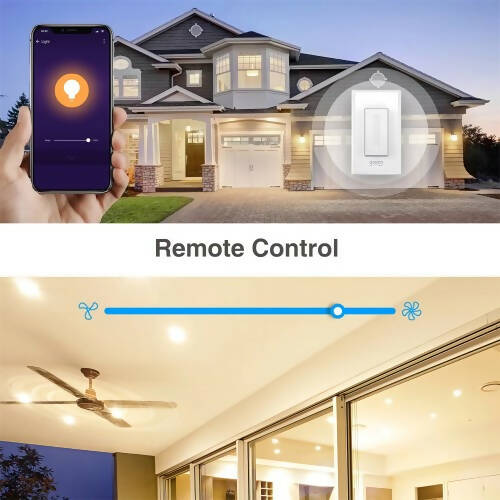 GOSUND 智能 WiFi 燈開關 2.4GHz 智能調光器，帶應用程序控制、語音控制 Alexa 和 Google Home 兼容，指尖亮度調節（2 件裝）