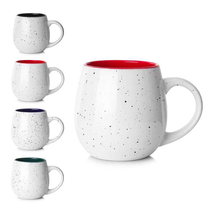 泼墨胖胖马克杯大容量 高颜值甜品咖啡杯Speckled Big White Mugs with Large Handles for Coffee