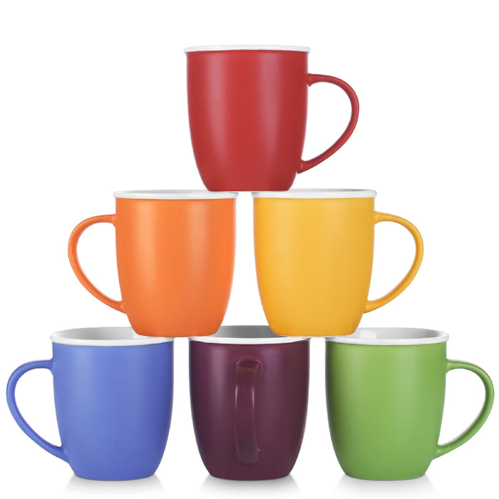 哑光磨砂高品质陶瓷马克杯六彩杯 six colorful mugs set