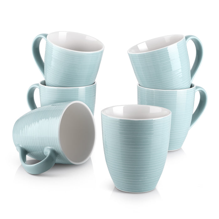 中式水纹咖啡杯纯色陶瓷马克杯水杯简约清新 湖蓝色Ceramic Coffee Cups-Turquoise