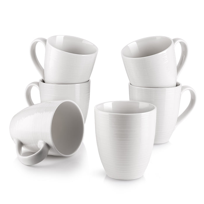 中式水纹咖啡杯白色纯色陶瓷马克杯,17 Oz white mug set