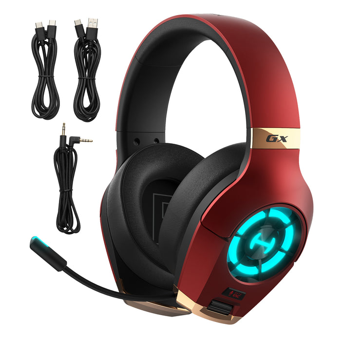 HECATE by Edifier GX 高分辨率遊戲耳機，適用於 PS4/PS5/PC/Switch/Xbox 遊戲手柄 - USB/Type-C/3.5 毫米有線遊戲耳機，帶麥克風 RGB 照明 - ENC 降噪 - 50 毫米驅動器（紅色）