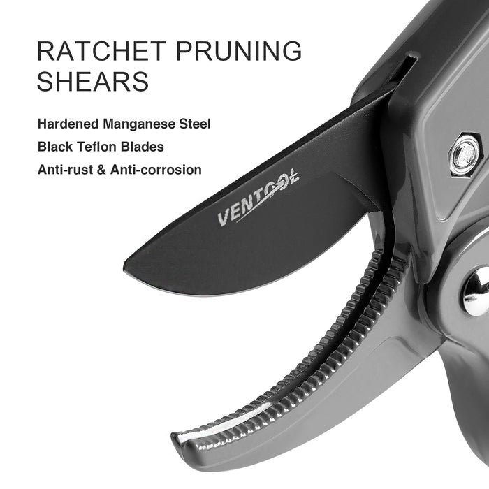 Ventool 8"/200mm Rachet Pruning Shears, Heavy-duty Hand Pruners