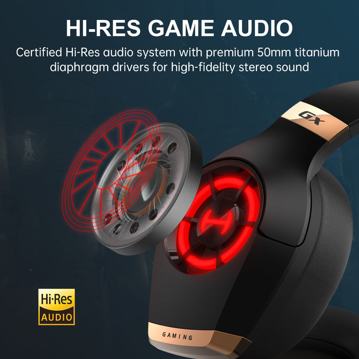 HECATE by Edifier GX 高分辨率遊戲耳機，適用於 PS4/PS5/PC/Switch/Xbox 遊戲手柄 - USB/Type-C/3.5 毫米有線遊戲耳機，帶麥克風 RGB 照明 - ENC 降噪 - 50 毫米驅動器（黑色）