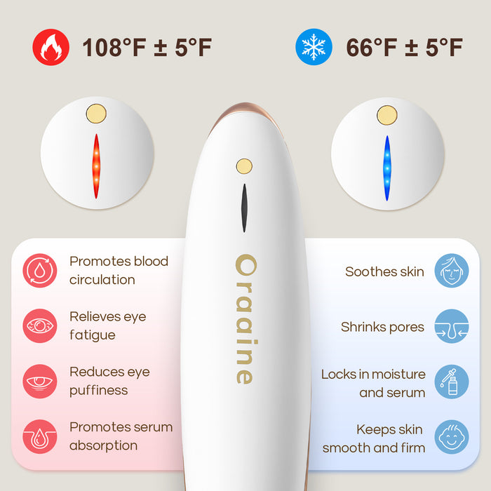 Oraaine Eye Massager Wand with Heat & Cold, High Frequency Microcurrent Eye Skin Tighten and Anti Aging Device, White