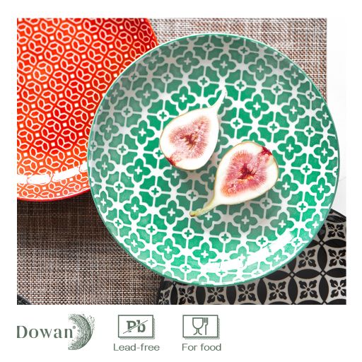 日式彩釉早餐西餐盘 水果沙拉甜品零食盘 绚丽花样Porcelain Pasta Salad Plate Set