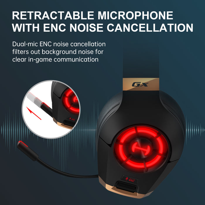 HECATE by Edifier GX 高分辨率遊戲耳機，適用於 PS4/PS5/PC/Switch/Xbox 遊戲手柄 - USB/Type-C/3.5 毫米有線遊戲耳機，帶麥克風 RGB 照明 - ENC 降噪 - 50 毫米驅動器（黑色）