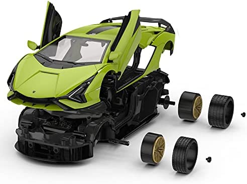 Building Kit, Rastar 1:18 Lamborghini Sian DIY Building Kit with Remote Control, 72pcs